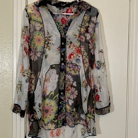 John Mark Tops - John Mark Multi Floral Print Tunic/Dress, XS/S